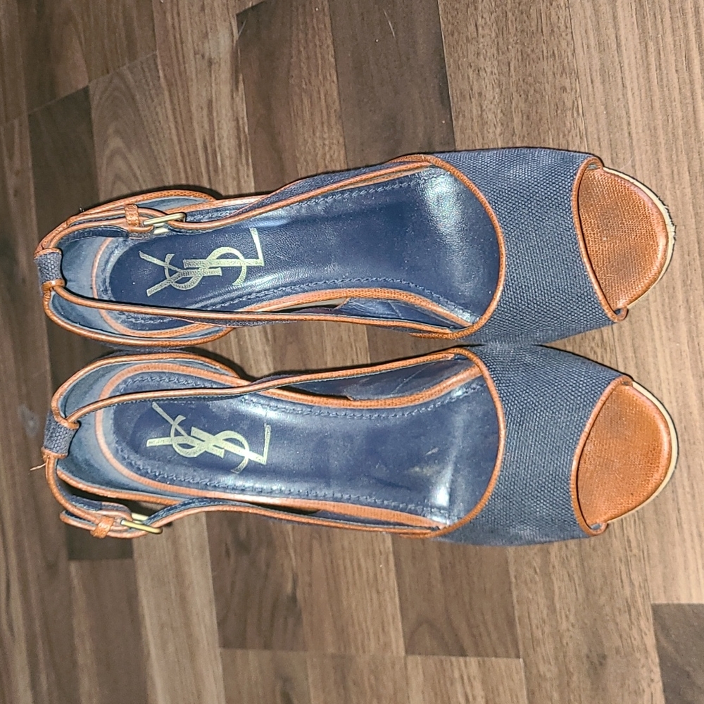 YSL platform peep toes